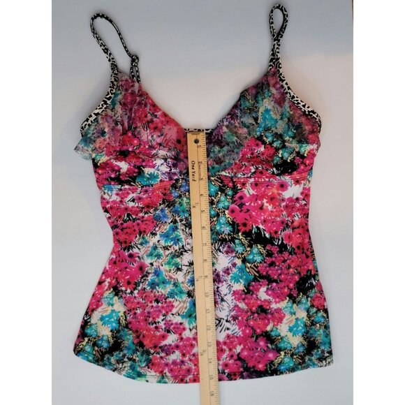 Kenneth Cole Reaction Women's Floral Print Bathing Suit Top Only With Ruffle Tri - Picture 9 of 11